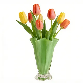 Kleine Vasen Deko für Tischdeko Hochzeit, Modern Blumenvase für Tulpen Glasvasen,Tulpenvase für Pampasgras, Orchideen, Rosen, Wohnzimmer Deko Hochzeitsdeko (Grün)
