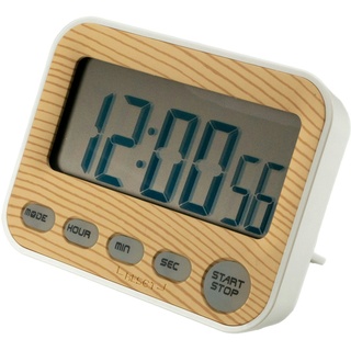 Intirilife Digitaler Timer in Holz - Optik - 9 x 3 x 7 cm - Küchenuhr Kurzzeitmesser Eieruhr in Holzoptik mit LCD Display