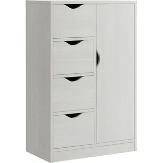 HOMCOM Aufbewahrungsschrank Sideboard Kommode modern 1 Schrank und 4 Schubladen - aus Holz - für Wohnzimmer, Küche, Eingangsbereich, Esszimmer - weiß   Aosom