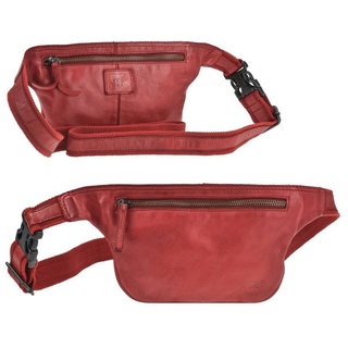 Bear Design Bauchtasche "Elina" Cow Lavato Leder 24x15cm, Hüfttasche, Gürteltasche, für Damen und Herren, rot rot