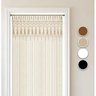 COZYOR Makramee-Vorhang, Boho Vorhang Türvorhang Fenstervorhang 132x200cm, wahlweise mit Stange - Beige