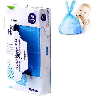 Baby Einweg Windelsäcke,Duftende Windelbeutel,Windelsäcke,Baby Windel Müllbeutel,Einweg-Windelbeutel mit Krawattengriff,Easy-To-Tie Tabs, Diaper Disposal or Pet Waste Bags 90pcs