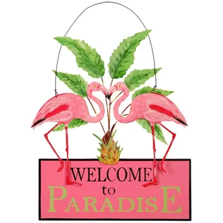 Sunset Vista Designs Kathy Hatch Pretty in Pink Flamingo Welcome to Paradise Schild, 35,6 x 25,4 cm