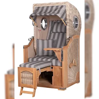 Mr. Deko Strandkorb Komplettset - bene living - Ammersee Single Teak - PE shell - Modell 537 - inkl. Liftersystem