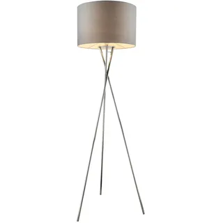 Steh Leuchte Wohnraum Stativ Strahler Beistell Lese Lampe Textil Schirm grau