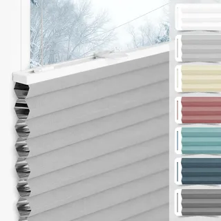 bobodeco Wabenplissee Plissee ohne Bohren Verdunkelung Klemmfix Thermo Verdunklungsplissee, Hellgrau-Weiß 55x110 cm(BxH), 100% Verdunkelnd & Sicht- & Schallschutz Wärmeisolierung für Fenster & Tür