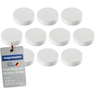 Magnetoplan Ergo-Magnete, medium, weiß, Pack a 10 Stück