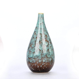 YEZINB Keramik Glasur Mini Vase Kreative Chinesische Heimat Weiche Dekoration Antike Keramik Blume Einsatz Desktop Ornamente, grün-L
