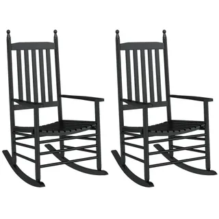 vidaXL Schaukelstuhl Schwarz Schaukelstuhl Schaukelsessel mit Gebogener Sitzfläche Massivho schwarz