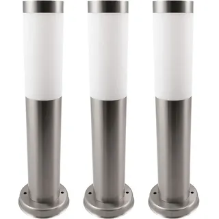 ETC Shop Sockelleuchte Edelstahl 7,6x45 cm 3er Set silber