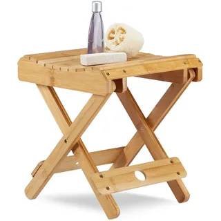 Relaxdays Klapphocker natur 2x 2 Sprossen, H: 31,5 cm