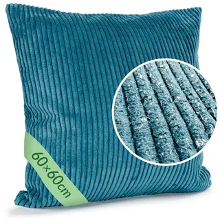 ANRO Dekokissen Kissenhülle MIT oder OHNE Füllung Kissenbezug Zierkissen, Kissenhülle in 60x60cm ohne Füllung Türkis blau eckig ohne Füllung | 60 cm x 60 cm
