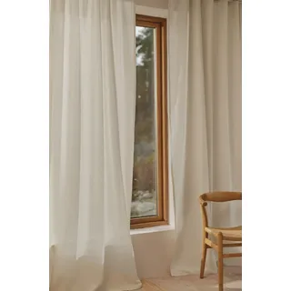 Jotex Milly Linen-Mix Multifunktionsgardine 2er-Set, Hochwertige Halbtransparente Leinen und Baumwolle Gardinen (2er-Pack) - Naturweiß, 140 x 250cm
