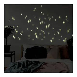 K&L Wall Art Wandtattoo Leuchtsterne Sternenhimmel Gelb 20x20cm selbstklebend, Kinderzimmer Leuchtbild gelb