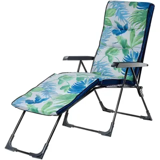 Kadax Gartenliege 58 x 107 x 189 cm blau klappbar mit Kissen