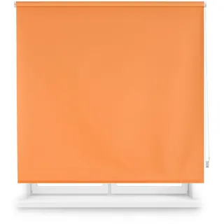Blindecor Premium Verdunkelungsrollo nach Maß | Orange | 115 x 220 cm (Breite x Höhe) Stoffgröße 112 x 215 cm | Verdunkelungsrollo mit 38 mm Rohr, robuster und eleganter