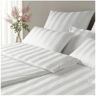 ELEGANTE Noblesse Gestreift Baumwolle Weiß 135 x 200 cm + 80 x 80 cm