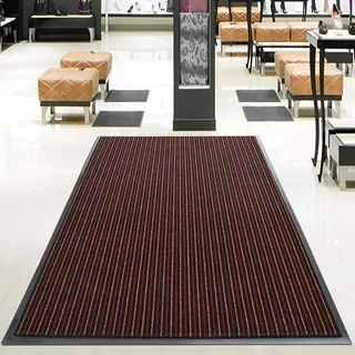 Floordirekt Schmutzfangmatte Tango | Türmatte für Private & gewerbliche Eingangsbereiche | Streifen-Design | Eingangsmatte in 4 Farben & 3 Größen (90 x 120 cm, Rot)