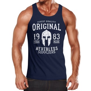 Neverless Tanktop Herren Tank-Top Original Gladiator Sparta Helm Athletic Vintage Muskelshirt Muscle Shirt Neverless® mit Print blau L