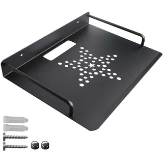 GOMETY Router Regal, Kleiner Projektor Wandregal Router Box Wand, Wandhalterung Repeater Rack, 26 x 20,5 cm Wand Montiert Regal für TV Zubehör wie Modem/DVD Player/Kabel-Boxen/Hi-Fi Receiver, Schwarz
