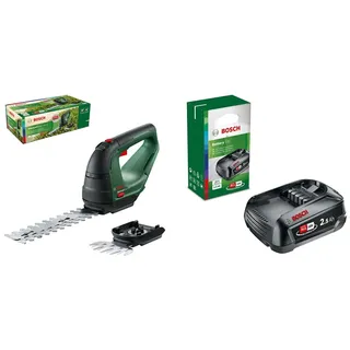 Bosch Akku Grasschere AdvancedShear 18V-10 (ohne 18-Volt-System, schneidet bis zu 85 m2 pro Akkuladung, im Karton) & Akku PBA 18V 2.5Ah (18 Volt System, 2.5Ah, im Karton)