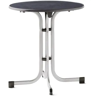 Sieger Boulevard-Klapptisch mit mecalit-Pro-Platte rund 70 cm graphit/schieferdekor anthrazit