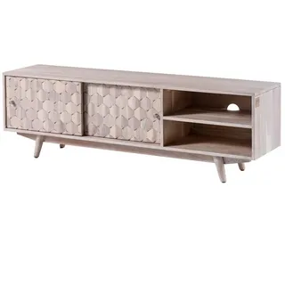 MASSIVMOEBEL24.DE MOSAYK TV-Board 145x35x45 cm Weiß Massivholz