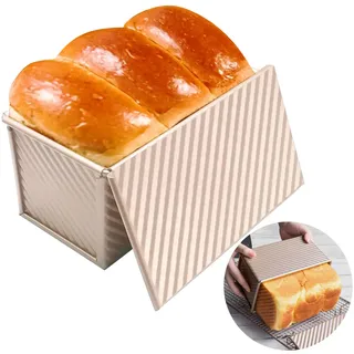 Brotbackform mit Deckel Toastbrot Backform Brotbackformen Toastbrotform Antihaft Brotform Kastenform mit Belüftungslöchern Kaiser Brot Toastform Pullman-Laib Pfanne für Brote Gebäck Kuchen 1lb-450g