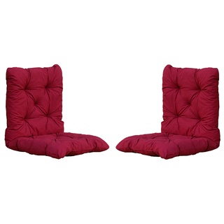 Ambientehome Sitzkissen Auflage Sitzpolster, 98 x 50 x 8 cm, 2er Set, rot, 50 Prozent Baumwolle 50 Prozent Polyester