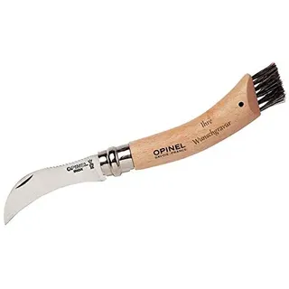OPINEL Pilzmesser, Buchenholz, Wildschweinborsten, mit persönlicher Gravur auf dem Griff