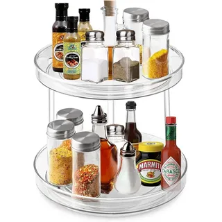 Refined Living Gewürzregal Multifunktionales Drehteller Organizer 2 Stücke, 360° Drehbar, Rutschfest & Vielseitig Küchen Organizer Rotierendes Lagerrega, Rund Gewürzregal Drehbar für Küchenschran Kühlschrank, Drehteller Kühlschrank Organizer 2-tlg., 360° Drehbarer Organizer Platzsparender Küchenregal weiß