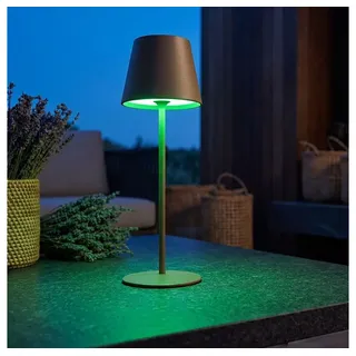 FISCHER & HONSEL LED Außen-Tischleuchte, LED-Leuchtmittel fest verbaut, Farbwechsel, Warmweiß, Tischleuchte Außenlampe Gartenlampe Touchdimmer Farbwechsel LED H 38cm braun