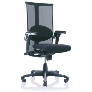 Bürodrehstuhl HÅG Inspiration 9221 in schwarz mit TiltDown-Armlehnen | Balance Mechanik | gepolstert | Netzrücken | HAG | Lordosenstütze