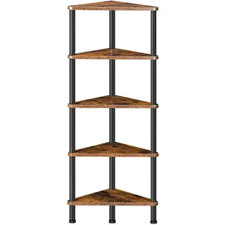 HOOBRO Eckregal mit 5 Ebenen, industrielles Eckregal Stehend, Bücherregal, Standregal, Eck-Bücherregal zur Präsentation von Pflanzenblumen, Aufbewahrungsregal für kleine Räume, Vintagebraun EBF33CJ01