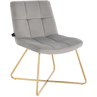 Svita Loungesessel LYNN Samt 58 x 82 x 64 cm Grau ohne Armlehnen