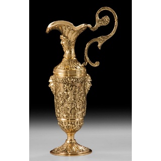 Casa Padrino Luxus Barock Vase in Weinkrug Form Gold 18 x H. 36 cm - Handgefertigte Bronze Blumenvase - Barock Deko Accessoires - Barock Interior - Barock Möbel - Edel & Prunkvoll