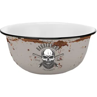 GEDALABELS Müslischale Barber Skull Emaille-Optik 600ml | Totenkopf | Halloween | mystisch | Gothic | Keramik | Müsli | Cornflakes | Joghurt