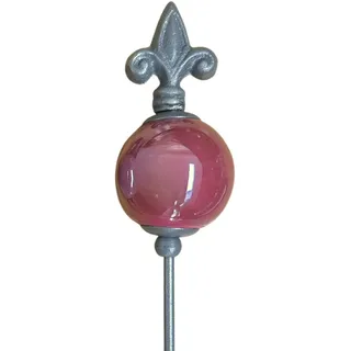 naninoa Metall Stecker französische Lilie. Gartenstecker mit Keramik-Kugel. Gartendeko Gartenverzierung. ROT 80 cm.