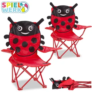 Deuba Kinder Klappstuhl Beetle 2er Set 61 x 56 x 34cm rot / schwarz