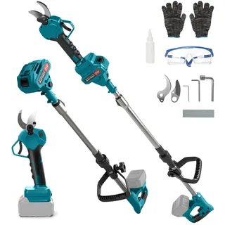 2 IN 1 Akku Astschere für Makita 18V Akkus, Bürstenlosen Elektrisch Astsäge Schere, Gartenschere Teleskopstange 1.35M, 28-40mm Schnittdurchmesser, LCD zum Beschneiden von Bäumen Obstbäumen (ohne Akku)