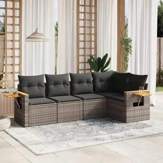 Festnight Balkon Lounge Rattan mit Stauraum Gartenlounge Klein Sofa Balkon Ecklounge Rattansofa Sitzecke Balkon Klein Gartensofa Ecksofa Garten Lounge Sofa Outdoor Balkonmöbel Couch Gartenmöbel