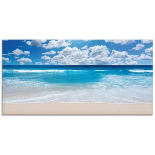 ARTland Wanddeko Glasbilder Wandbild Glas Bild einteilig 100x50 cm Querformat Strand Meer Karibik Urlaub Sommer Sonne Sand Natur Mariitm T8KG
