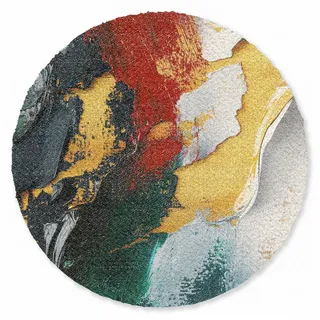 MuchoWow Fußmatte Rund Modern - Weihnachten - Abstrakt - Gold, Rechteckig, Schmutzfangmatte, Teppich, Türmatte 90x90 cm grün|rot 90 cm x 90 cm