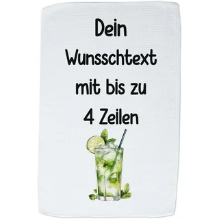 GRAZDesign Geschirrtuch Aufdruck selbst gestalten - Wunschtext - 60x40cm - weiß - personalisiert selber Bedrucken beschriftet Mojito