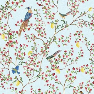 Glööckler Pompöös Provence Vliestapete  (Blau/Grün/Rot, Floral, 10,05 x 0,53 m)