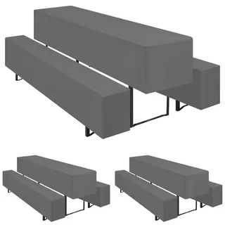 Teruntrue 3er-Sets Biertischhussen Bierbank-Auflage,Dunkelgrau Biertisch und Bankgarnitur Husse für 70x220cm Tischbreite für Festzeltgarnituren Bierbank Hussen(Dunkelgrau, 3 Packungen)