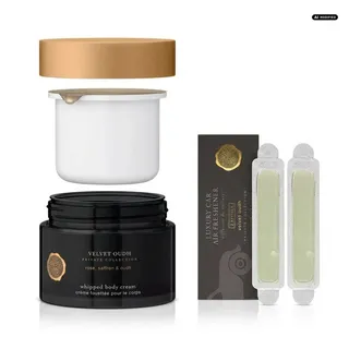 Rituals Körpercreme Rituals Velvet Oudh Pflege & Car Duft Duo, Luxuriöse Körperpflege und Autoduft im Velvet Oudh Duft schwarz