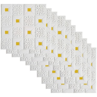 ARMYJY 10 Stück 3D-Ziegelstein-Tapete, 35 x 35 cm, selbstklebende Wandfliesen, wasserdichte 3D-Wandpaneele für Küche, Badezimmer, Wohnzimmer