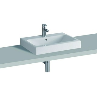Geberit iCon Aufsatzwaschbecken 124560000 (60 x 48,5 cm, Ohne Spezialglasur, Hahnloch: Mitte, Mit Überlauf, Weiß)