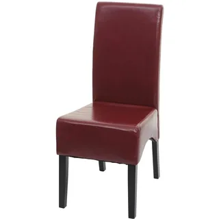 Mendler Esszimmerstuhl Latina, Küchenstuhl Stuhl, Leder ~ rot, dunkle Beine